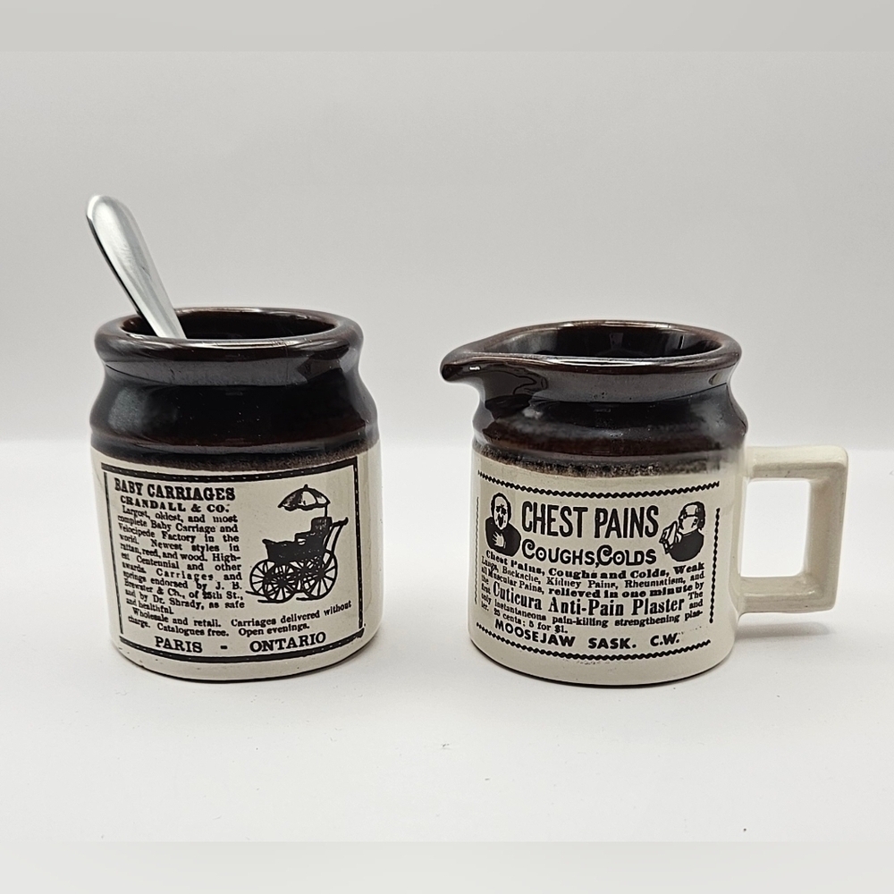 Cottagecore Quirk: Abenakis Vintage Advertising Creamer & Jug Duo